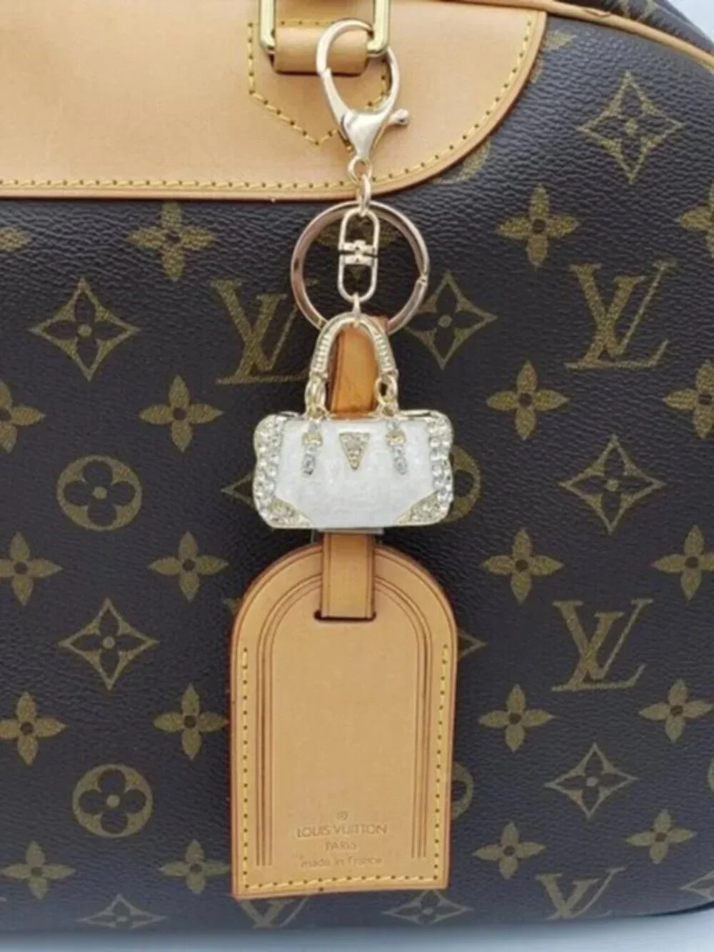 Authentic Louis Vuitton Luggage Nametag with Unbranded Keycharm